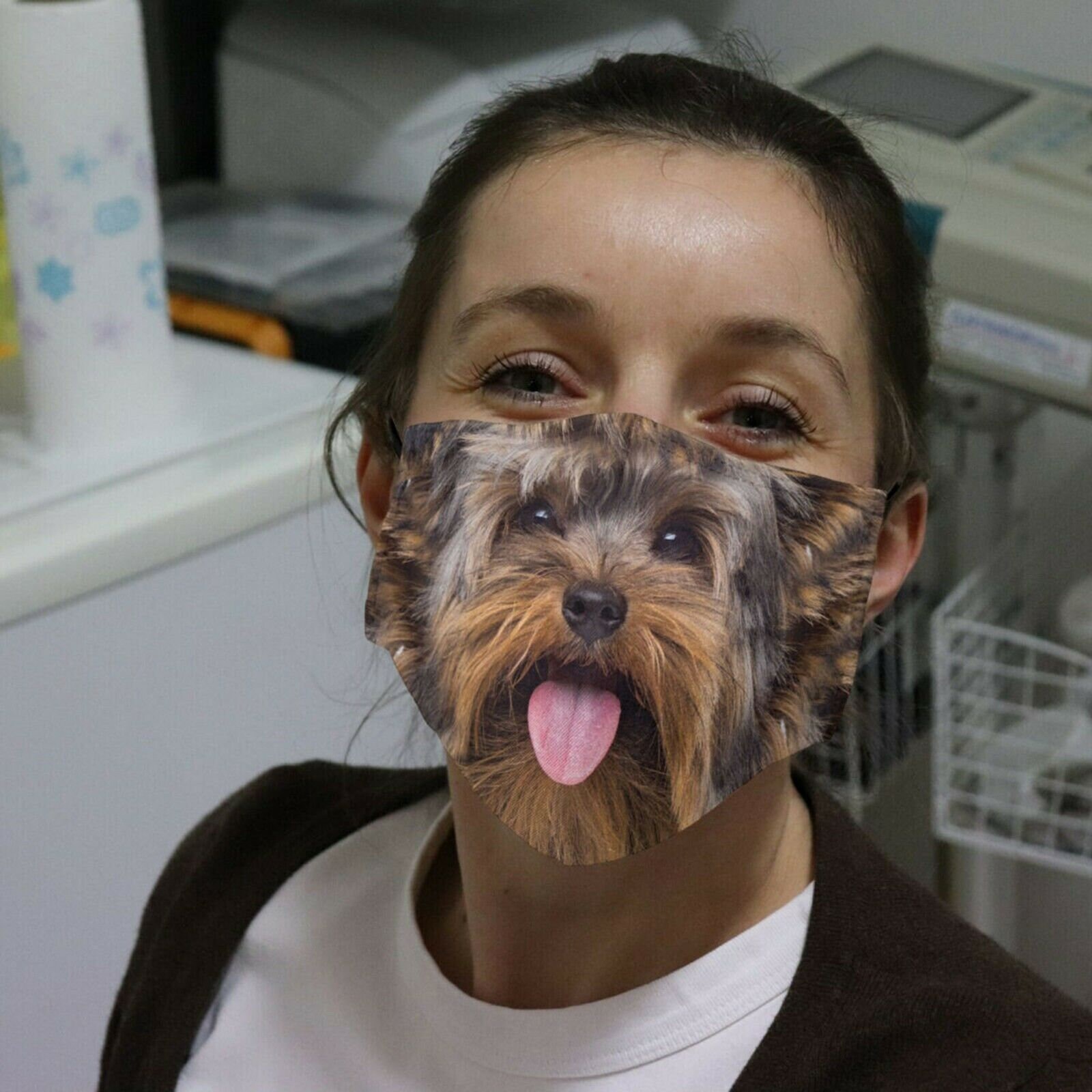 Funny Yorkshire Terrier Face Mask Reusable Yorkies Dog Lovers Etsy