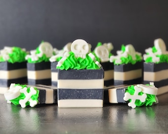Glowing Graveyard | Artisan Cold Process Soap Bar | Halloween | Glow In The Dark | Frosted | High Top