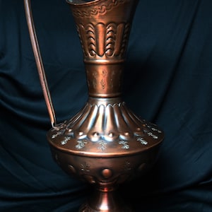 Large vintage wrought copper jug, vintage wrought copper jug , Vintage Copper Amphora Vase ,