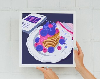 Soruland Pancakes Print. Square Poster.  Food Poster. Funky Wall Decor. Food Illustration. Food Art Wall. Poster Digital.