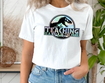 Color Teaching is a Walk in the Park, Kindergarten Teacher Tee, Teacher Shirt, Field Trip Shirts for Teachers, Dinosaur Shirt