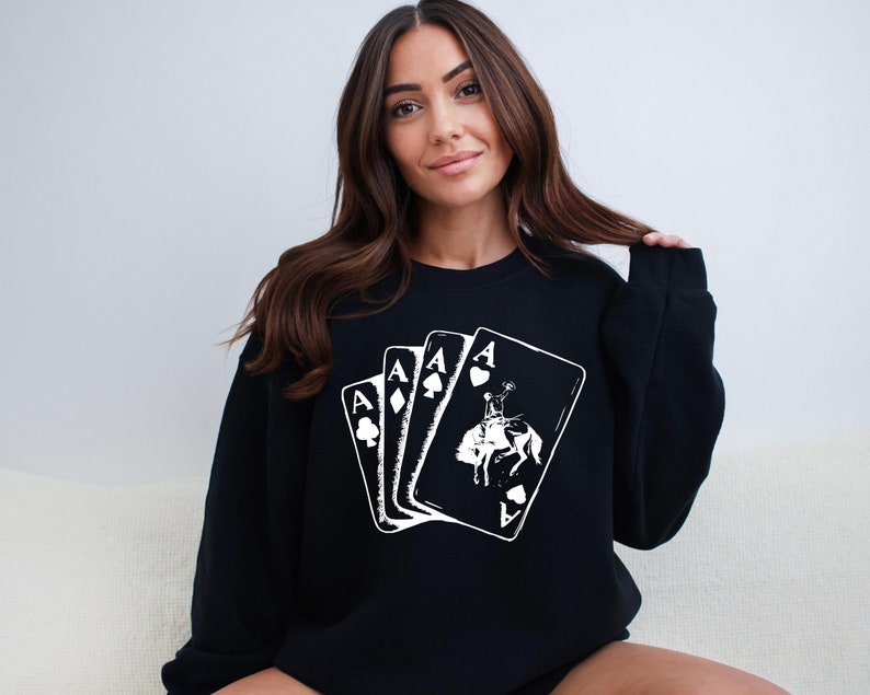 Ace Card Cowboy Sweatshirt , Playing Card Sweatshirt, Western ...