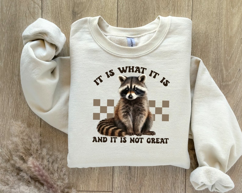 It is What It is and It is Not Great Sweatshirt, Raccoon Sweatshirt