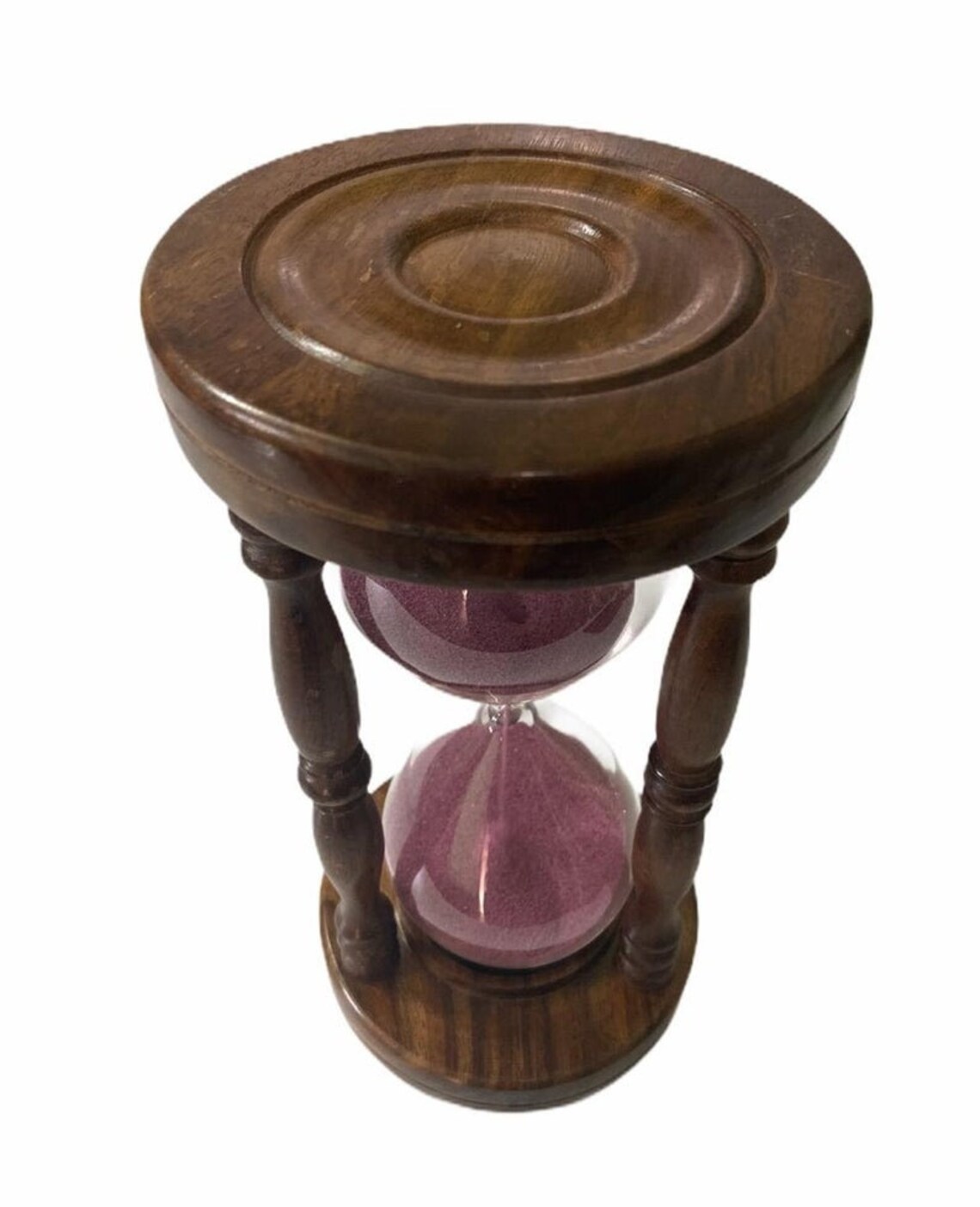 Vintage Big Wooden Hourglass, Brown Wooden Hourglass 30 Minutes, Jewel