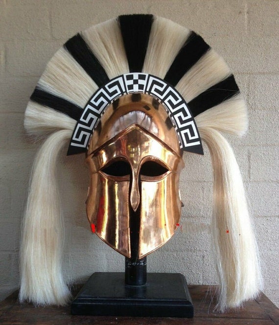LINER Greek Corinthian Helmet Black & Yellow Plume Medieval Knight Spartan SCA 