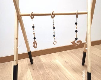 Portique d'Eveil en Bois pour Bébé Plus 3 Mois avec 3pcs