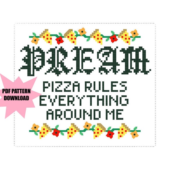 Wu-Tang Pizza Cross Stitch PDF Pattern - P.R.E.A.M.