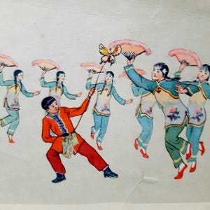 Postal romántica de los años 50 / Danza china / Tarjeta de regalo para papá Postal vintage Postal antigua