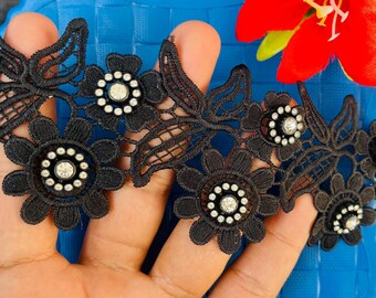 Black Crochet Lace Trim – 2.5 CM Cotton Ribbon Lace Border by Yard
