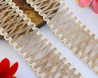 Rustic Jute Burlap Ribbon Trim: 5cm Wide Decorative Lace
