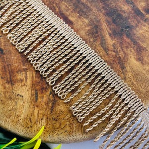 Metallic Gold Indian Fringe Lace Trim: Hand-Embroidered Embellishment, 2&quot; Wide, 1 Yard