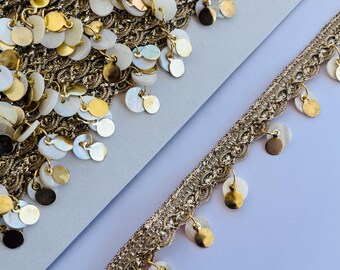 ベリーダンス衣装用シルバーコインフリンジトリム - 10セント硬貨