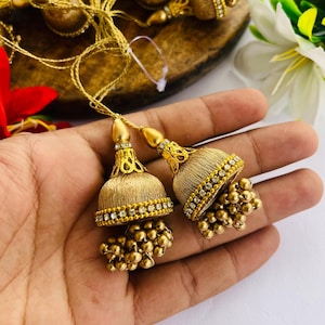 Golden Dome Latkan Tassels: Bridal Lehenga Dori Embellishment - Set of 2