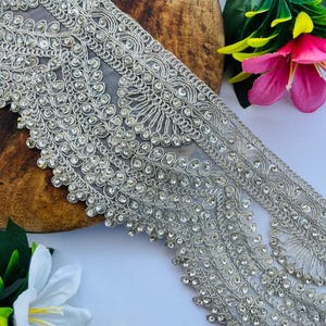 silver trimmings for dresses Amazon.com: 10 Yards Sparkly Sequined Tassel Ribbon Sequins Fringe Trim  Spangle Paillette Lace Fabric for Upholstery Sewing Curtain Pillow Home  Decor Party Dress Stage Costume Embellishment (Silver)