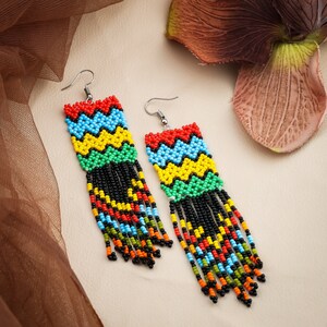 Handgemachte Rocailles Perlen Fransen Ohrringe im Boho Ethno Stil