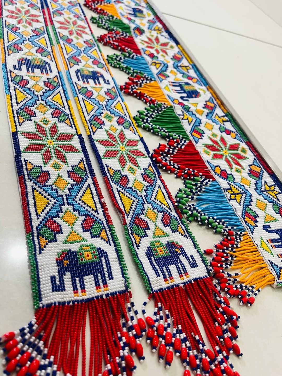 Glass Bead Door Toran With Side Latkan set of Three, Hand Made