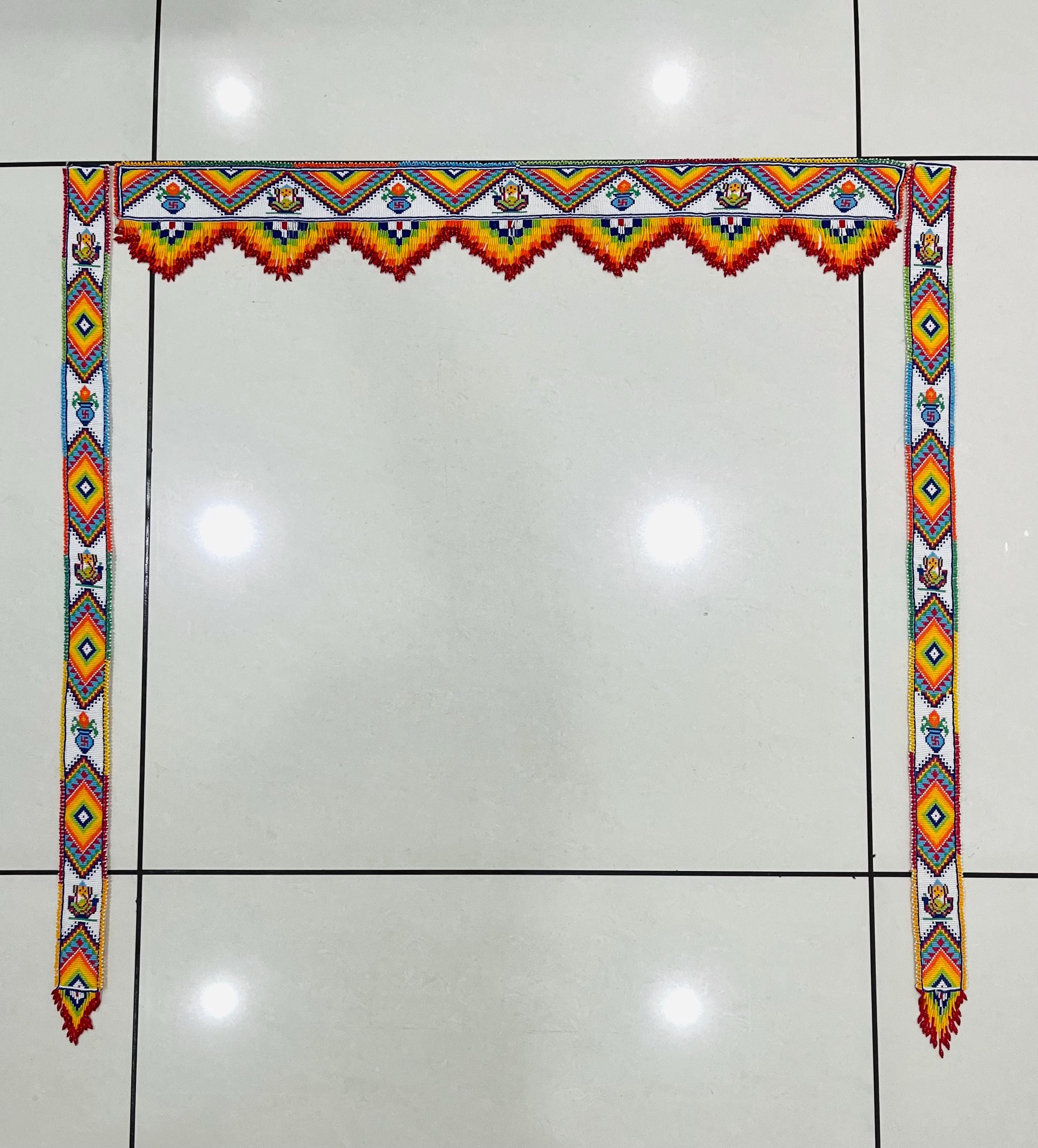 Handmade Glass Bead Door Toran With Latkan Set: Gujarati Decor