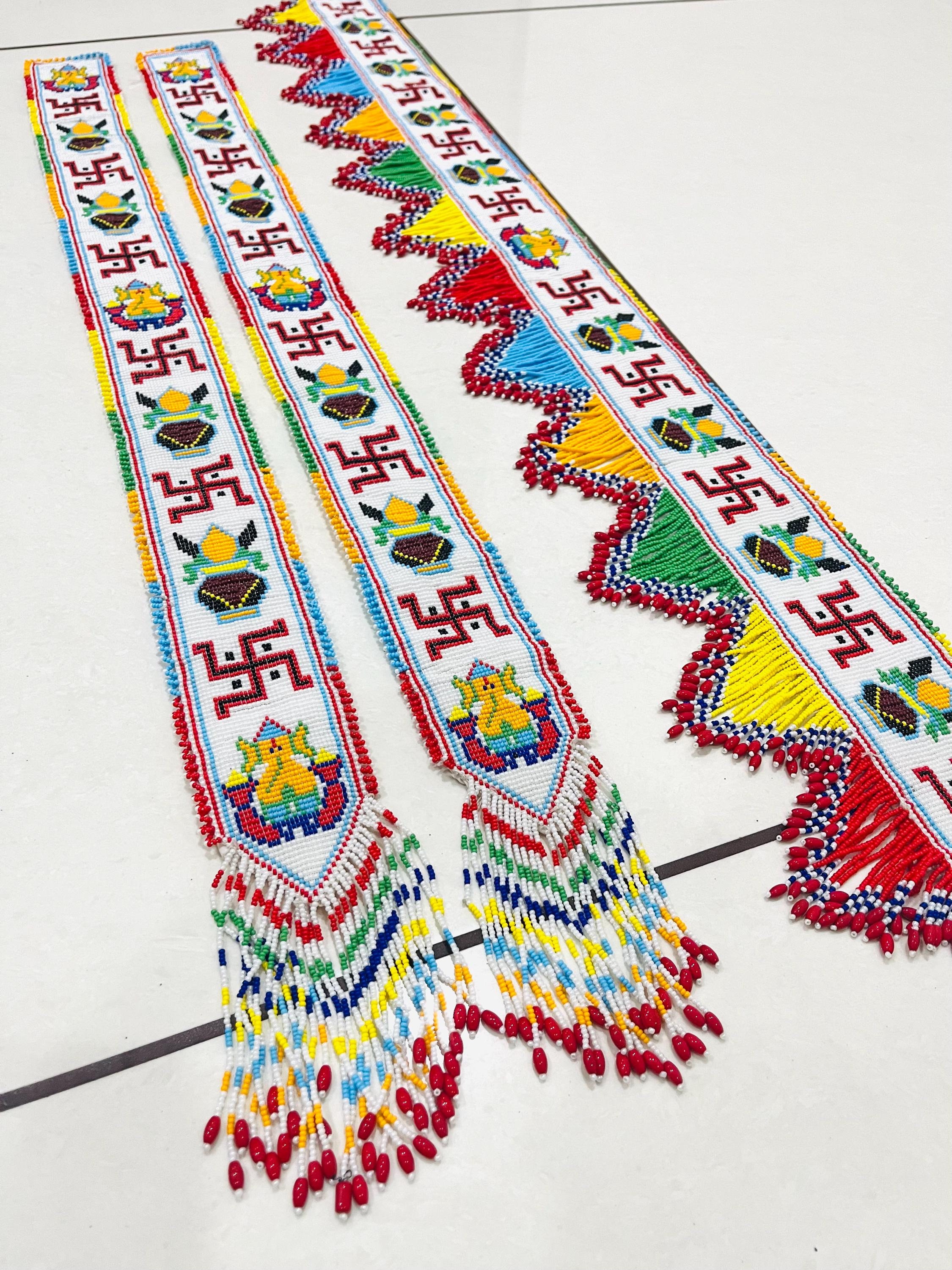 Beaded Door Toran With Latkan: Handmade Gujarati Moti Hanging (set