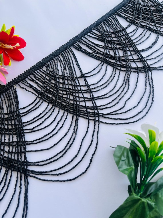 black beaded trim for dresses La Perla