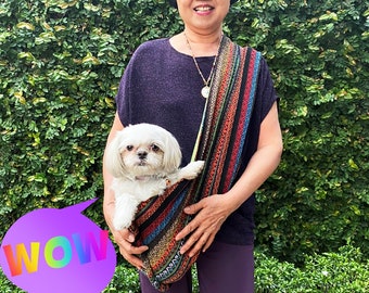 Personalized Dog Sling Carrier: Ethnic Fabric Small Pet Carrier