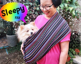 Personalized Dog Sling Carrier: Ethnic Fabric Small Pet Carrier