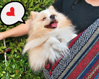 Personalized Dog Sling Carrier: Ethnic Fabric Small Pet Carrier