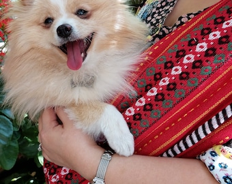 Personalized Dog Sling Carrier: Ethnic Fabric Small Pet Sling