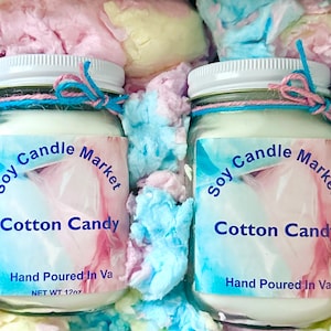 Cotton Candy Dessert Candle, 9 Oz, Whipped Wax, Pink and Blue