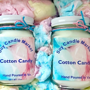 Cotton Candy Dessert Candle, 9 Oz, Whipped Wax, Pink and Blue