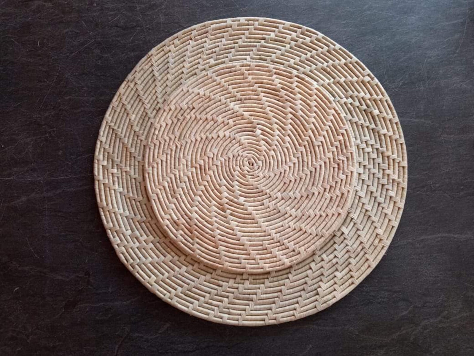 Table Decoration Vintage Woven Rattan Table Mat Round Etsy