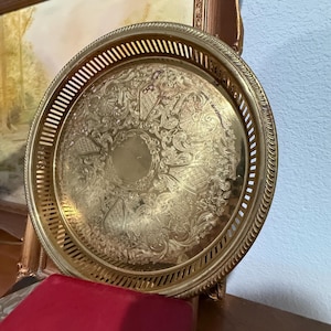 Vintage Brass Dound Tray/Brass Tray