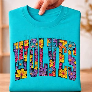 WÖLFE PNG, Schulgeist Bekleidung, Maskottchen Grafik, Team Spiel Tag Shirt, Preppy Style Druck, Blumenmuster