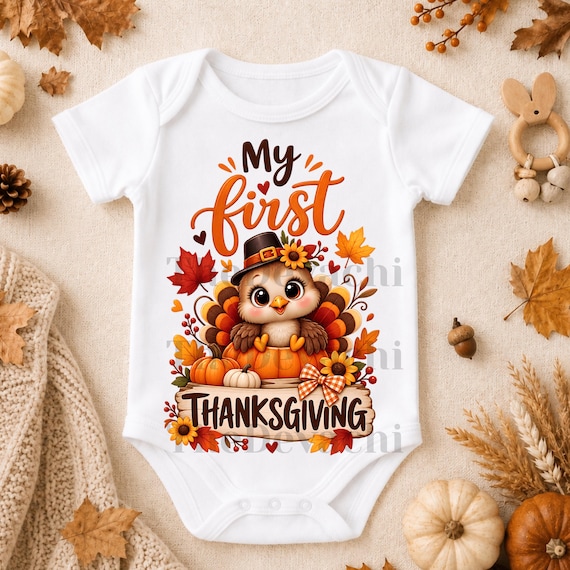 My First Thanksgiving PNG, Cute turkey Png, Baby Thanksgiving png, Baby Turkey Png, 1st Thanksgiving, Baby's 1st, Autumn Holiday Graphic