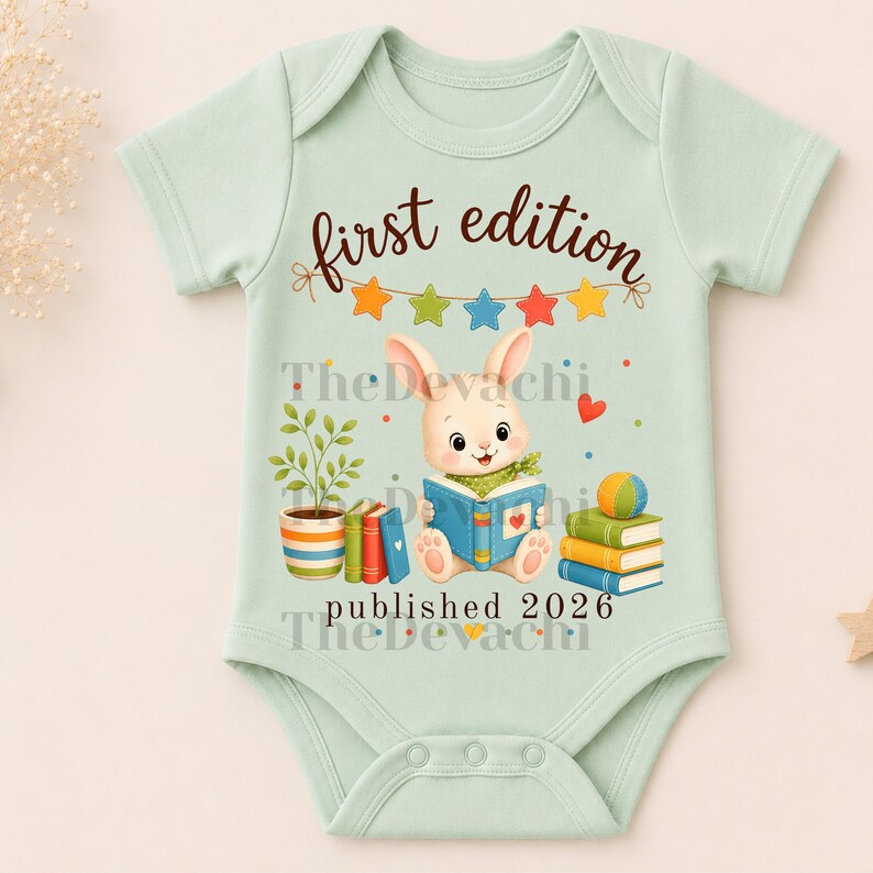 Bunny Reading Cute Sublimation PNG, First Edition Published 2026, Book ...