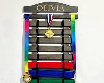 Karate Belt Display Rack Personalized: Martial Arts Solid Wood Karate, Taekwondo, Jiu-Jitsu Belts Holder