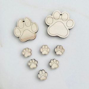 Cat Dog Paws Wood Cutouts, Small Tiny Wood Shapes, Bulk Cat Dog Tags, Blank Wood Animal Foot Keychains, Table scatter Confetti Embellishment