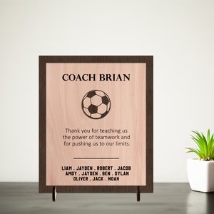 Personalized Soccer Team Coach's Plaque, Football End of Season Award to Coach, Wood Sign With Player's Names, Team Thank you Gift to Coach