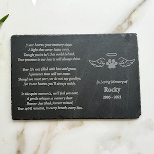 Personalized Dog Memorial Stone: Pets Engraved Slate Plaque with Stand