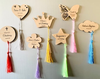 Personalized Wood Magnet Favors: Wedding, Christening, Baby Shower, Birthday Guests Gifts
