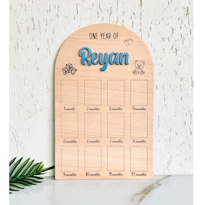 Personalized Wooden Arch Milestone Board: First Birthday Photo Display