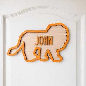 Personalized Jungle Animals Name Door Sign: Safari Animals Kids Room Decor