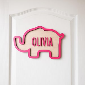 Personalized Wood Animal Name Sign, Custom Kids Room Decor, Nursery Wall Art, Jungle Safari Theme, Elephant, Lion, Hippo, Giraffe Rhino Croc