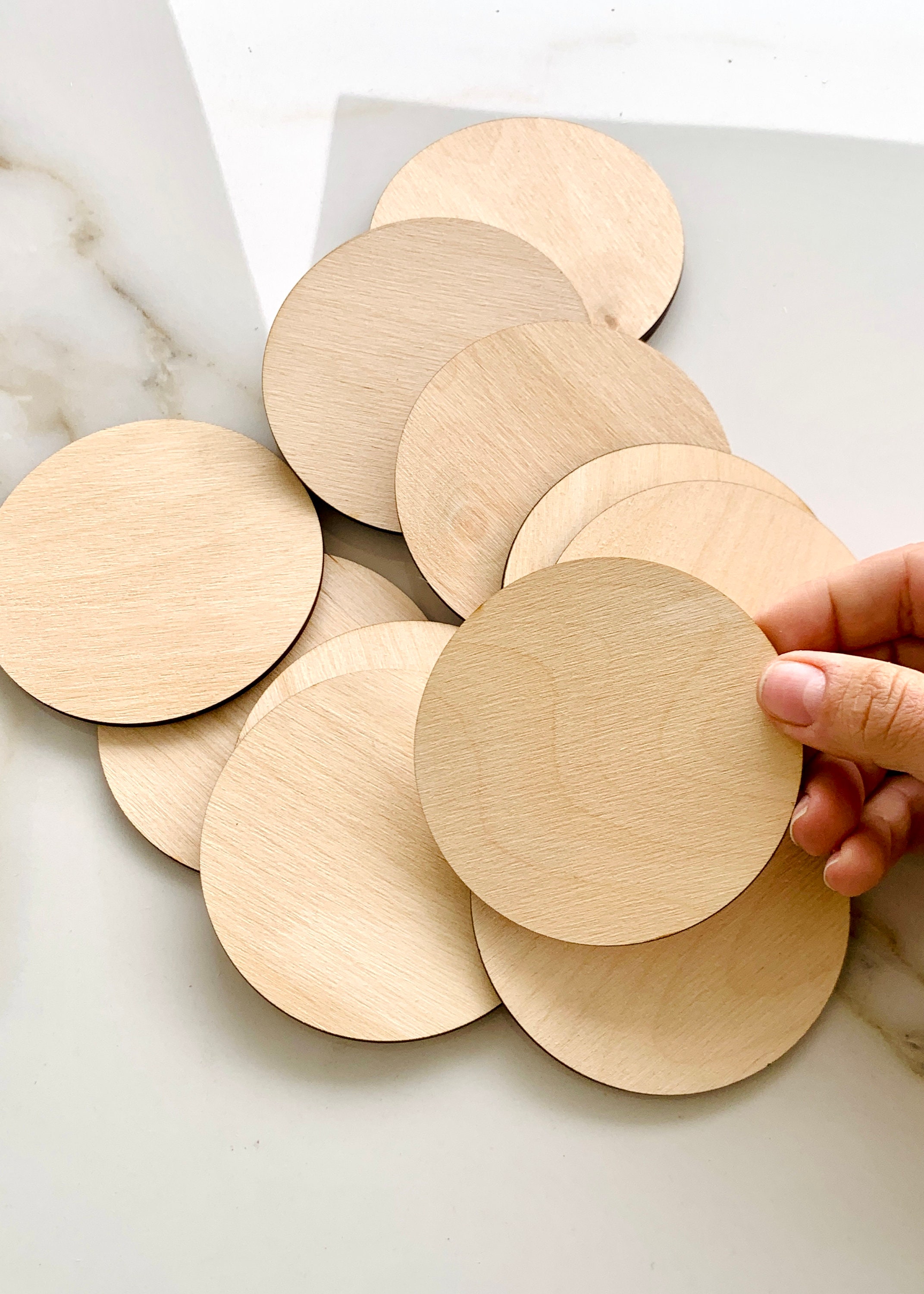 Circle Wood Sheets Solid Wood Round Disc DIY Craft Blanks Wooden Plate  Coasters