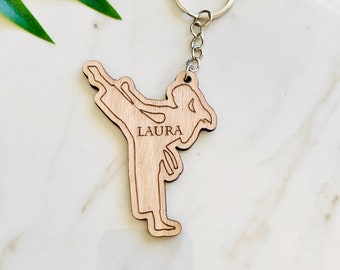 Portachiavi Arti Marziali Playwell - Con Tra Collina Di Judo, Bianco, 8 Cm