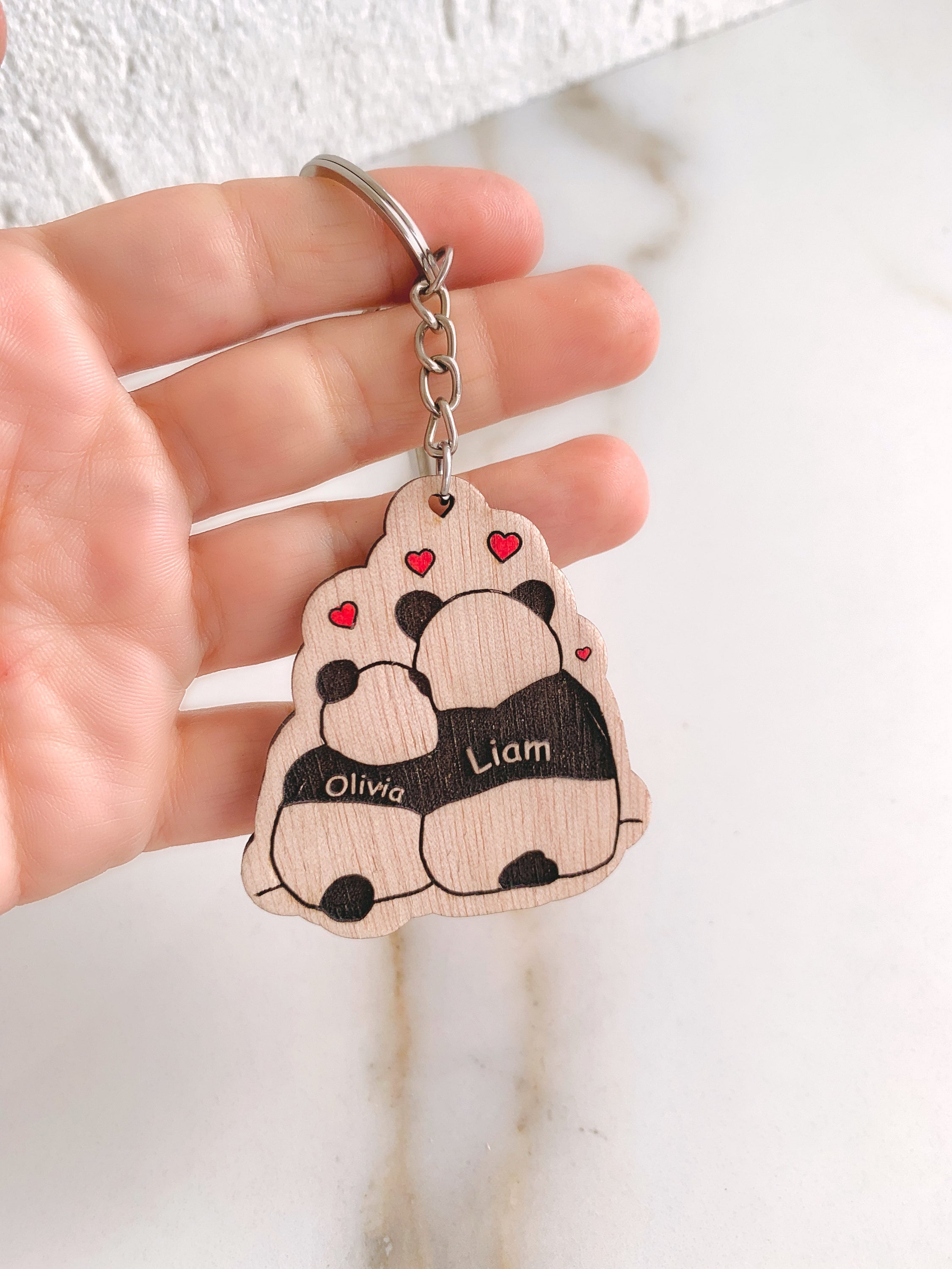Buy Personalized Couples Names Gift Keychain in Love Panda Couple Name Keyring Custom Engraved Wood Keyholder Valentines Day Gift for Him her Online in India Etsy