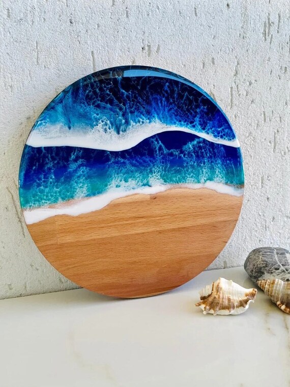 Personalized Resin Ocean Wall Art. Wood Chopping Board Etsy