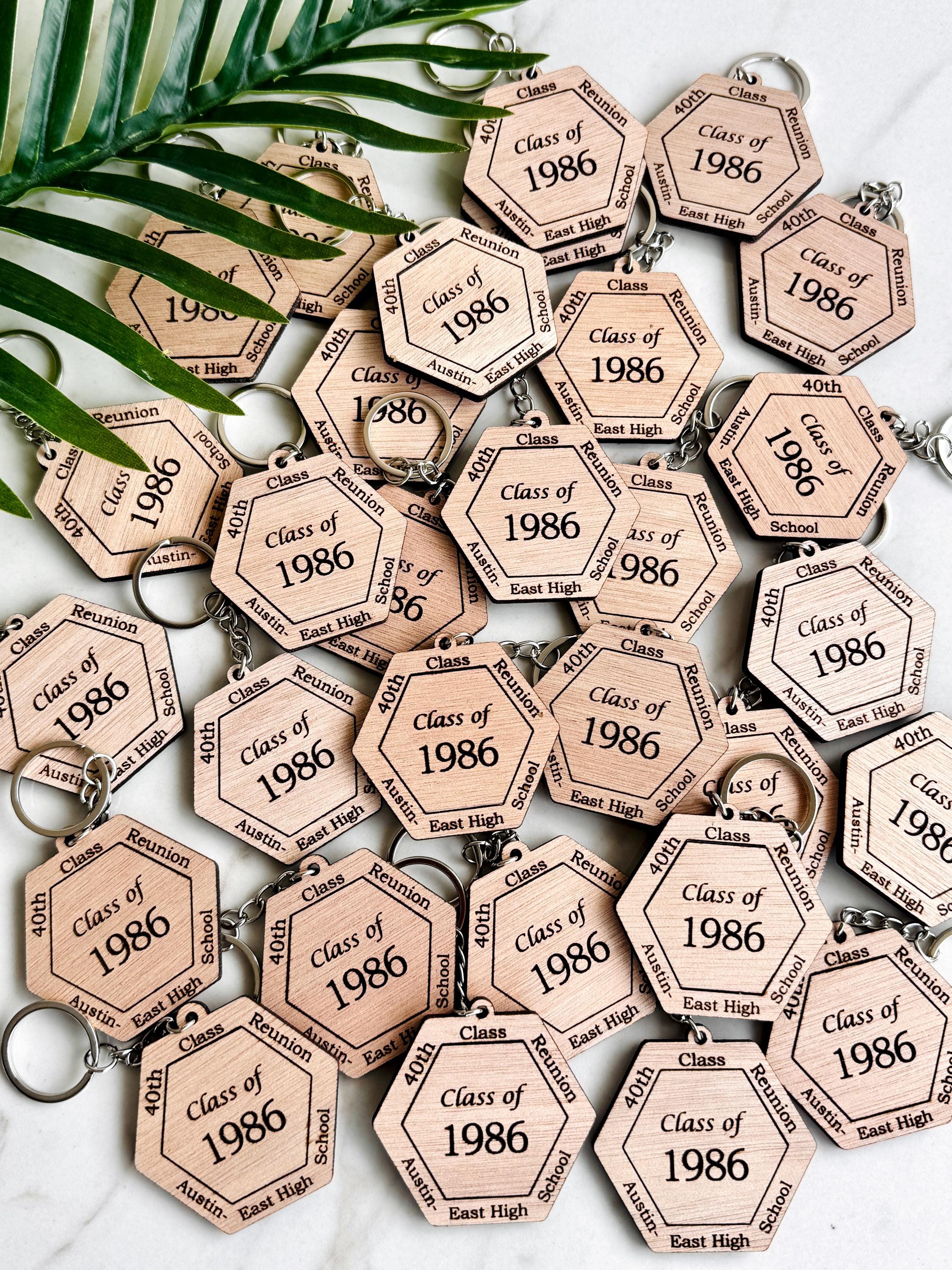 Custom Class Reunion Favors: Wood Sign Tags, Coasters, Keychains - Etsy