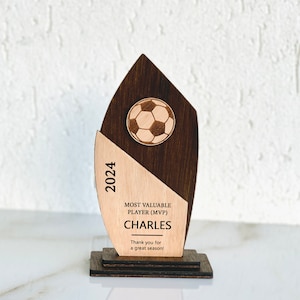 Soccer Award Personalized End Of Season Soccer Awards for Kids, Wooden High School Soccer Award Trophy for Team Players and Coach