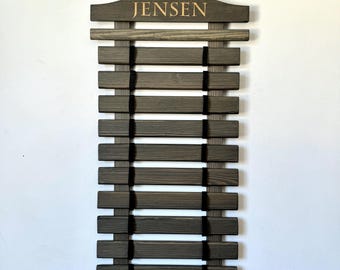 Personalized Martial Arts Belt Display: Solid Wood, Custom Engraved 5-18 Belts Karate, Taekwondo, Judo