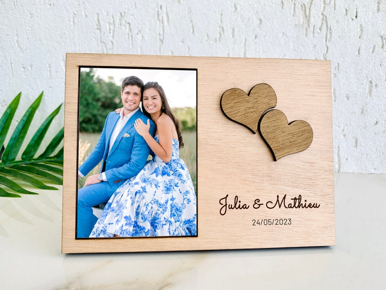 Personalized Wedding Photo Frame for Parents, 50th Anniversary Frame, Engagement Picture Frame, Wedding Shower Photo Frame for Dad, Engraved image 3